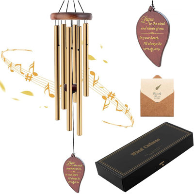 Carillon à vent pour l'extérieur, carillon en bois de 30 po avec carillon commémoratif pour la perte d'une mère aimée, cadeau de sympathie pour patio extérieur