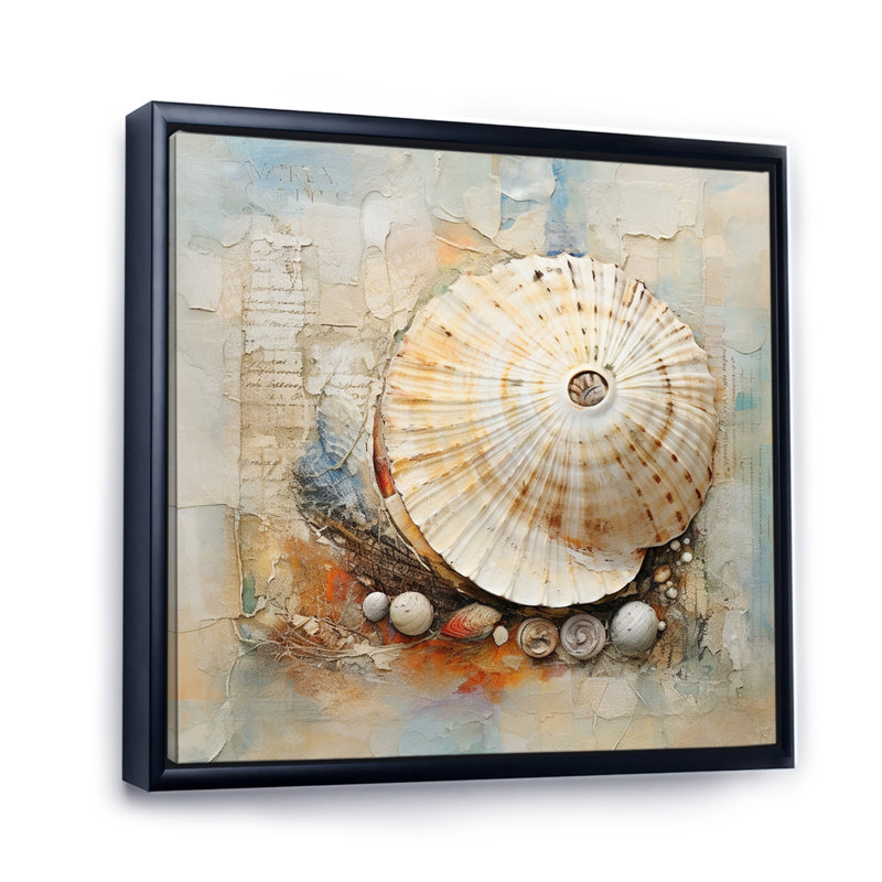 Abstract Seashell Treasures I - Animals Wall Decor, H 36 po x l 36 po x P 1,5 po, Cadre flottant noir