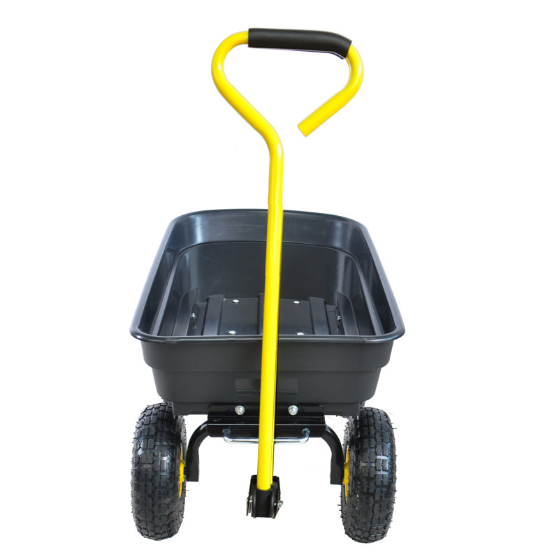 Heavy Duty Folding Garden Dump Cart with Pneumatic Tires, 300lb Capacity Poly Yard Wagon for Landscaping