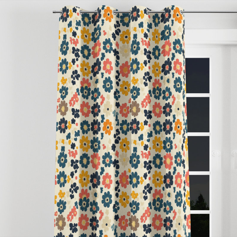Patchwork Room Darkening Curtains - Country Farmhouse Boitin Grommet Curtain - 1 Panel, 52" W x 108" L, Silver Grommets