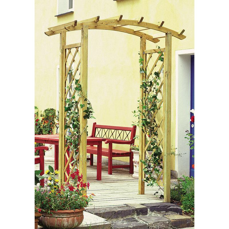 Marshfield 180cm W x 90cm D Solid Wood Arbour in Natural