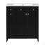 Meuble-lavabo noir 30 po avec lavabo en céramique, armoire de rangement abondante - 2 portes à fermeture en douceur et tiroir profond à deux niveaux