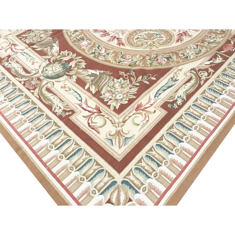 French Aubusson One-of-a-Kind Rectangle 9' X 12'5" Hand Knotted Area Rug