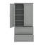Large armoire de rangement autoportante pour salle de bain avec tablette en panneau de fibres à densité moyenne ajustable à 2 tiroirs, finition peinte grise