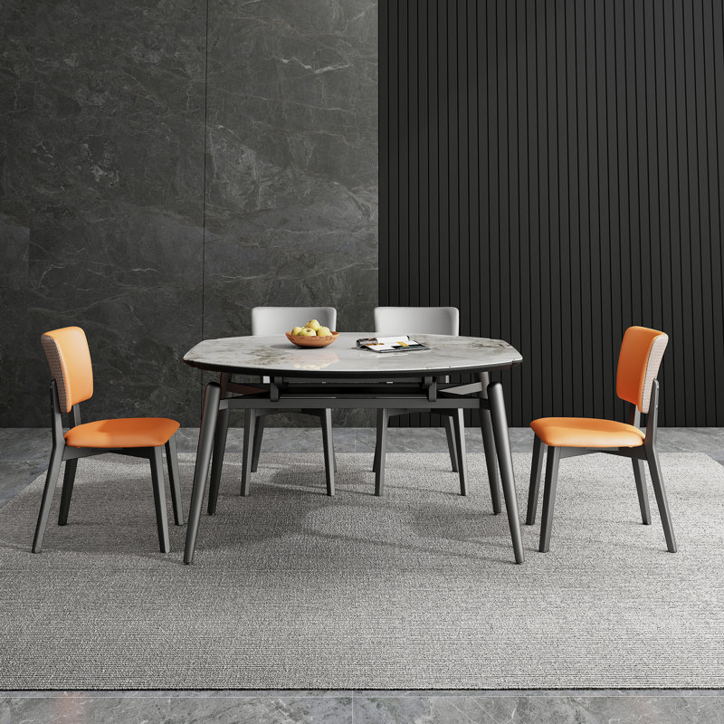 Alexavier Faux Marble Top Metal Base Dining Table