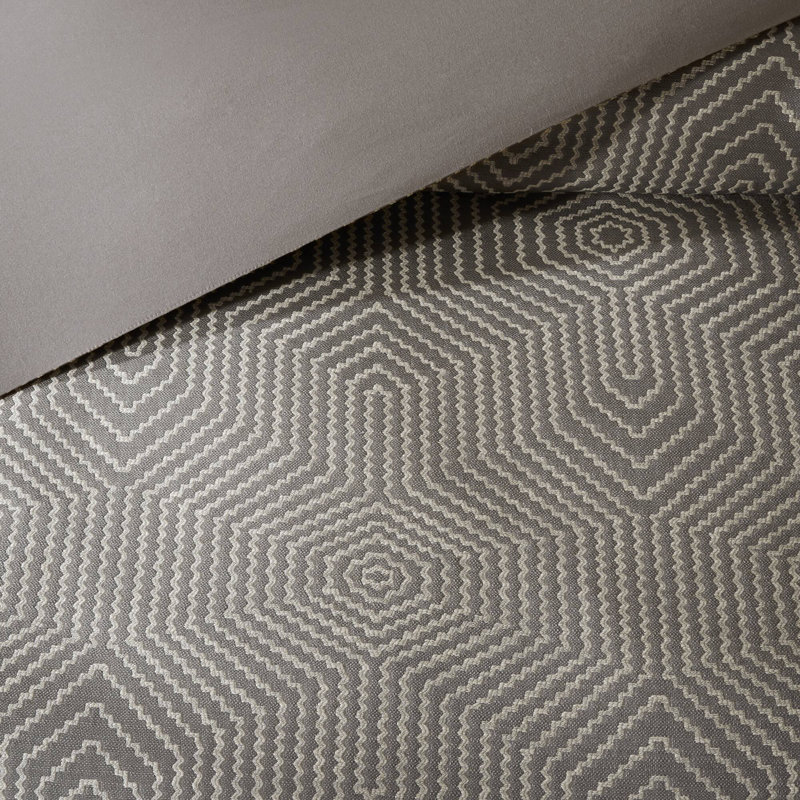 Queen Gray and Brown Geometric Jacquard Comforter Set