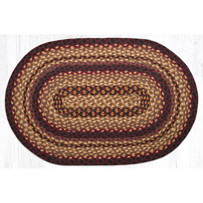  Black Cherry, Chocolate & Cream Jute Rug Oval