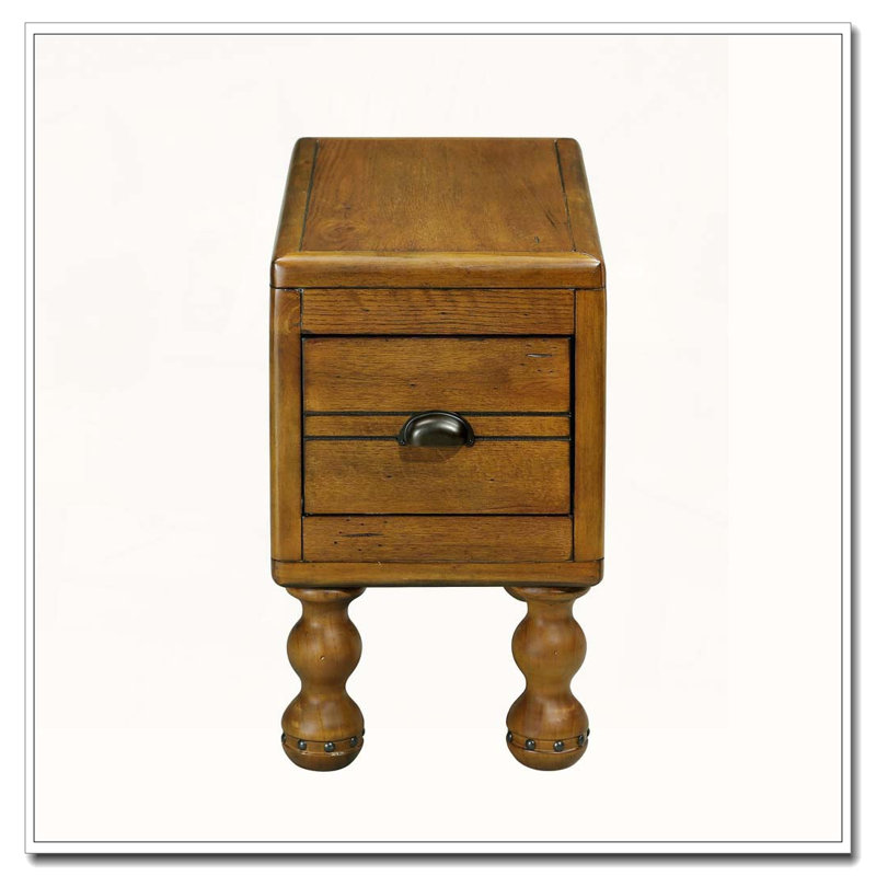 Rectangle 23.6 inch Narrow Side Table with Drawer, Antique brown