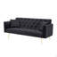 Canapé double pliable de 71 pouces, de style rétro américain, fabriqué en velours noir, idéal pour les petits salons, les chambres et les bureaux.