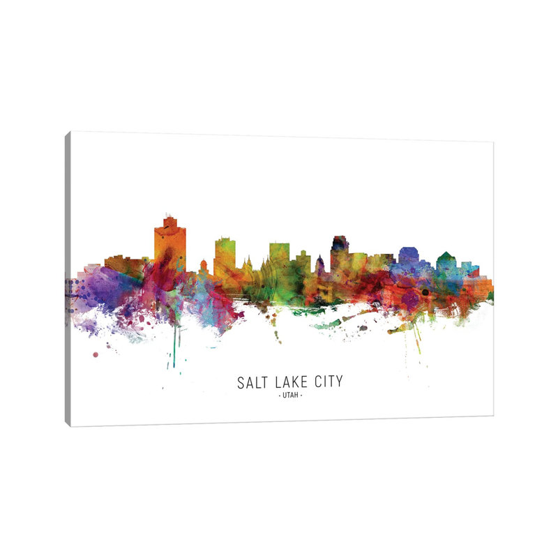Salt Lake City Utah Skyline by Michael Tompsett - 1 Piece Wrapped Canvas Wall Art, 101.6 cm H x 66.04 cm W x 1.91 cm D
