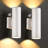 Dusk to Dawn Outdoor Lighting Wall Lights 12W 2700K Integrated LED Cylinder Up Down Lights, IP65 Waterproof Aluminum Exterior Wall Sconce for Porch Patio-552077469