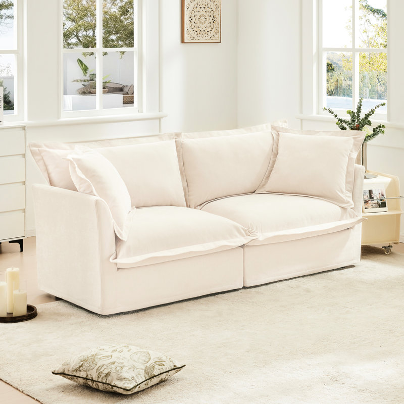 Crème 2 places pour le bureau - Tissu d'ameublement en chenille et conception ergonomique
