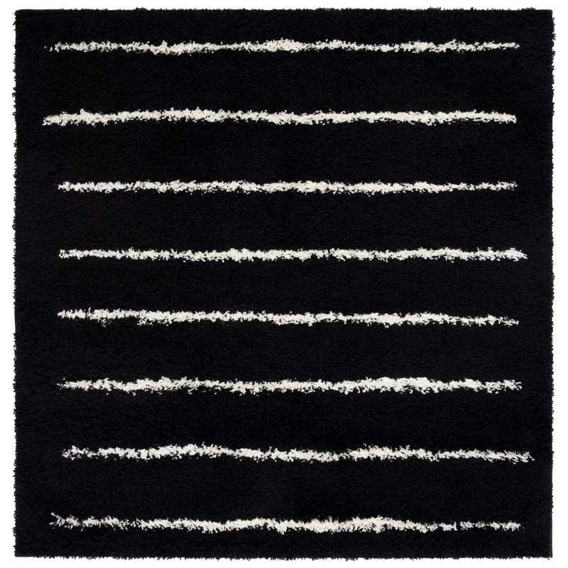 Venus Shag 604 Area Rug In Black / Ivory, Square 6'7"