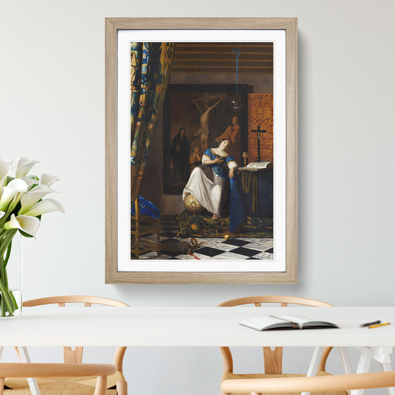 Allegory of the Catholic Faith by Johannes Vermeer - Picture Frame Graphic Art, 48cm H x 36cm W x 2cm D, Oak Framed