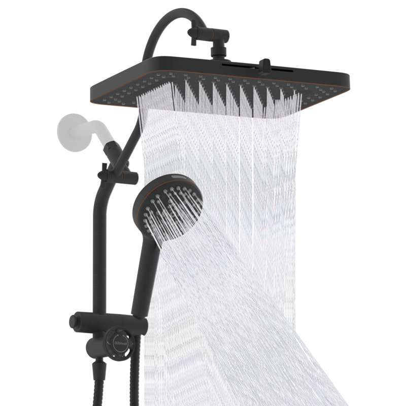 5-Spray Dual Filtered Rainfall Shower Head Combo, High Pressure 13'' Shower Head , With Pause Mode, 71'' Hose