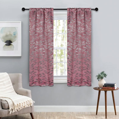 Finklea Floral Pattern Polyester Light Filtering/Room Darkening Rod Pocket Curtain Panels