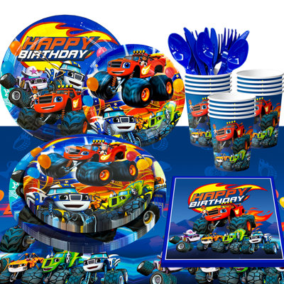 Ensemble de décorations de fête d'anniversaire pour camion monstre, 113 pièces Monster Truck