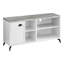 Meuble télé moderne de 48 pouces, armoire en stratifié blanc et gris, métal noir, style industriel pour salon et chambre, rangement
