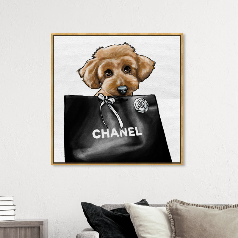 Poodle Glam - Impression sur toile, Cadre doré, H 40 po x l 40 po