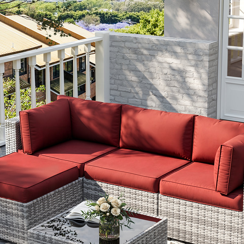 Outdoor Replacement Cushion Set Seat/Back Cushion (Cushion Set Only, Sofa Not Included), Dark Red