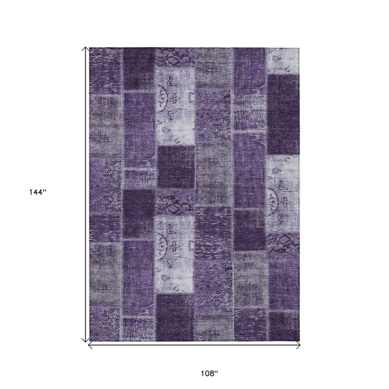 Tapis intérieur lavable 9 pi x 12 pi mauve aubergine et lavande