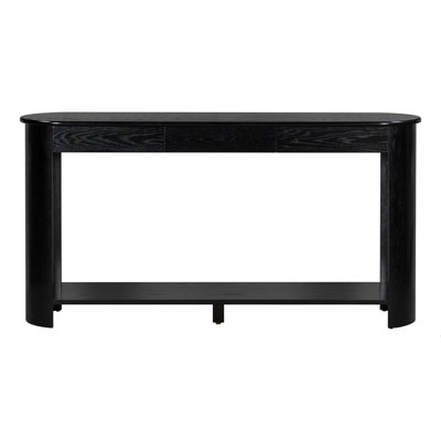 Modern Oak Veneer Console Table With 3 Drawers