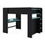 Lit superposé double en bois pleine grandeur avec bureau à hauteur réglable, garde-robe, rangement spacieux et lumière RVB-826920814