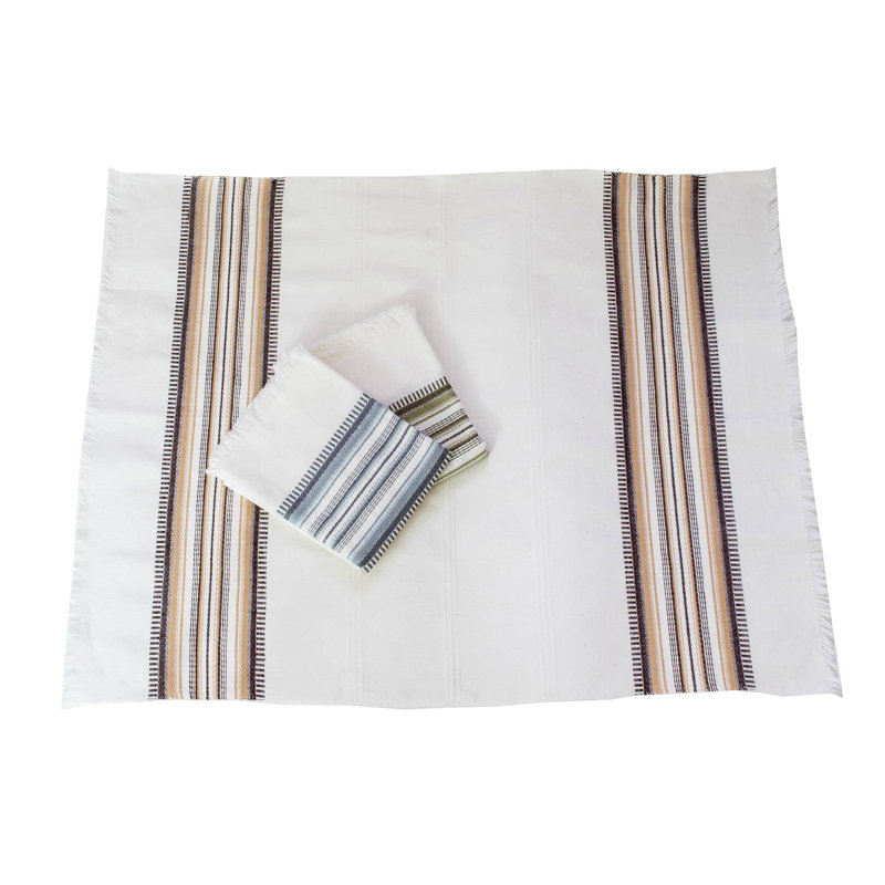 Cotton Stripe Jacquard Dish Cloth Kitchen Towel, Gray/White