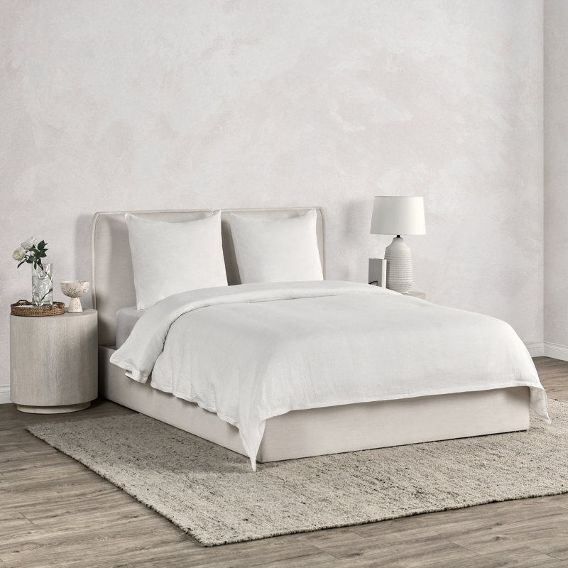Taie décorative en mélange de lin Jayson, Blanc, Euro