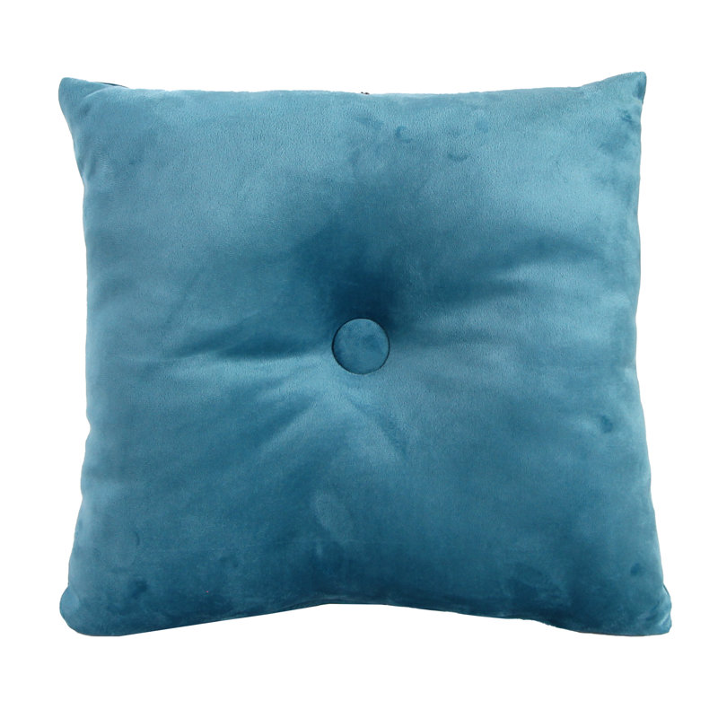 16" x 16" Tufted Indoor Throw Pillow with Button, Teal, 16H x 16"W