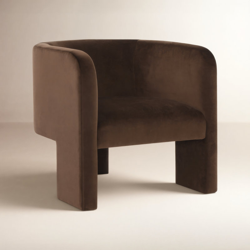 Fauteuil de 30,3 po de large Ellum, Velours brun foncé