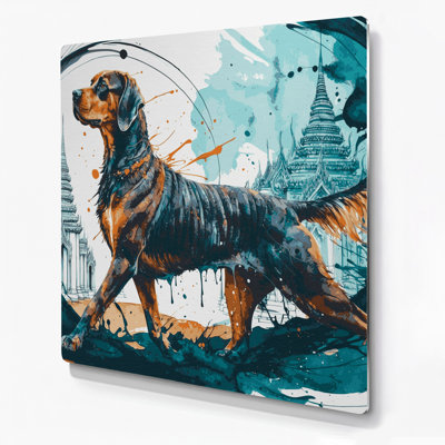 Chiens, art mural bleu en métal Ridgeback