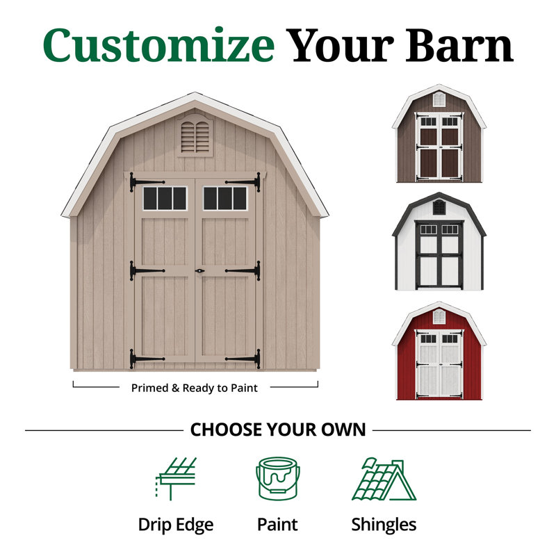 Colonial Greenfield Barn Outdoor Wood Storage Shed, No, 8' x 12'