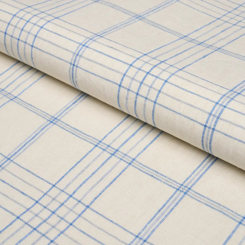 Tissu en lin à carreaux Nils, Bleu