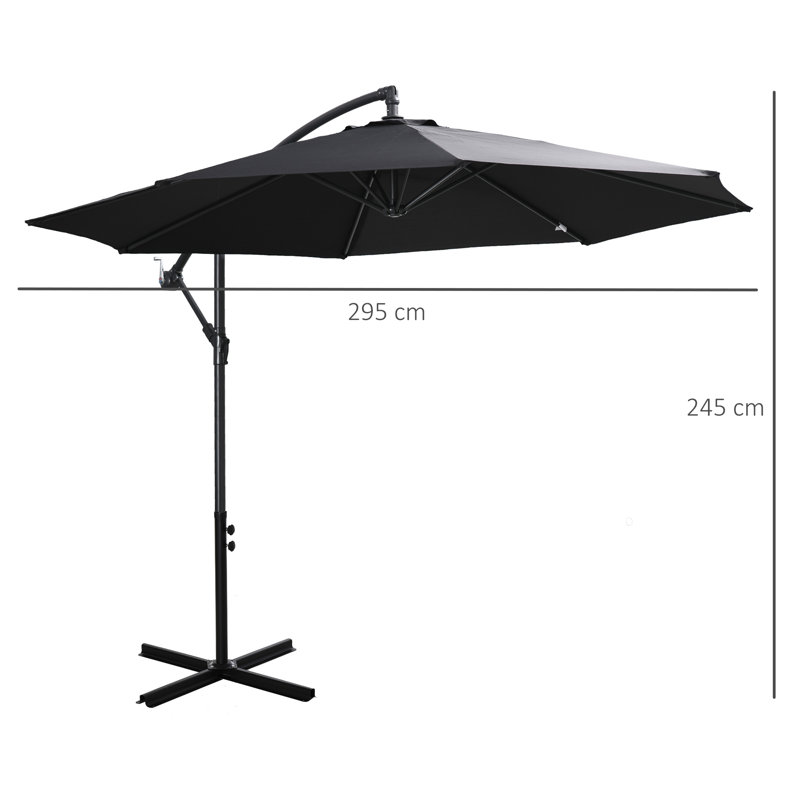 Harveyville 295cm Cantilever Parasol, Black