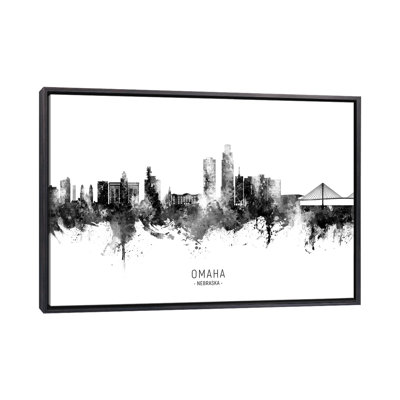 « Omaha Nebraska Skyline Name BW » par Michael Tompsett-impression d’art graphique