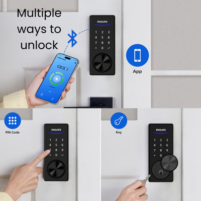Serrure à pêne dormant Bluetooth avec empreinte digitale et écran tactile Philips