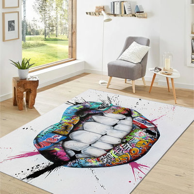 Vibrant Floral Design With Pile Soft Printed Rug Ideal for Enhancing Home Decor