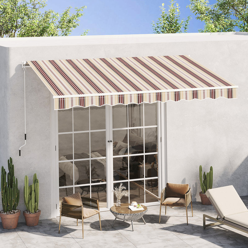Auvent de patio rétractable polyvalent pour une protection et un style extérieurs, H 0,2 po x l 10 po x P 8 po, Beige/rouge
