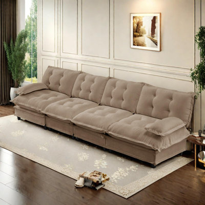 Canapé modulaire à assise profonde en tissu chenille de 138 po à 4 places modulaire 138 po Cloud