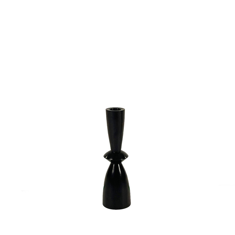 Ebony Wood Candle Holder - Pemba Range, 8"