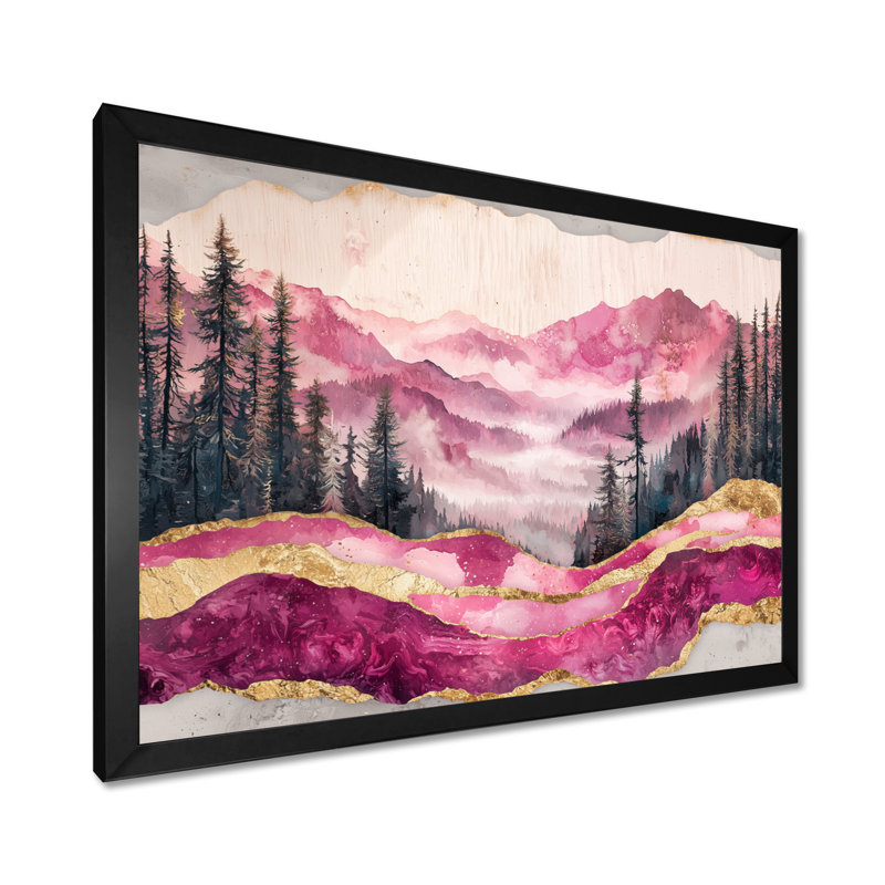 Ruby Crystal Lake Into The Pine Forest I - art mural lac, H 12 po x l 20 po, Reproduction encadrée d'une seule photo, Noir