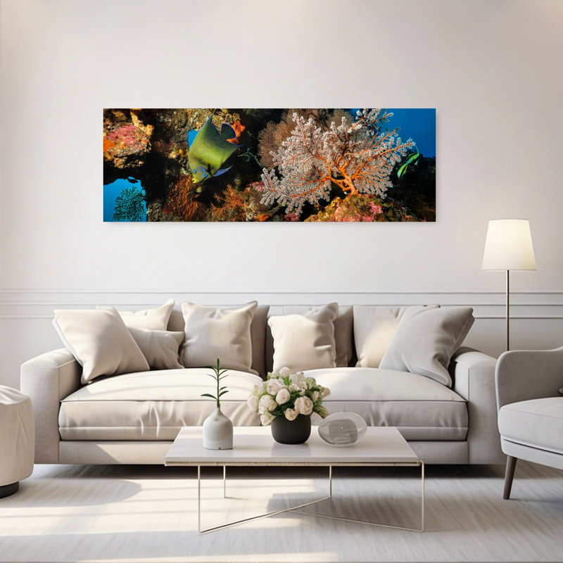 «Vibrant Reef Fish», art mural tropical coloré, H 20 po x l 60 po