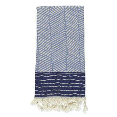 Navy Blue Wharf Stripe Turkish Cotton Towel