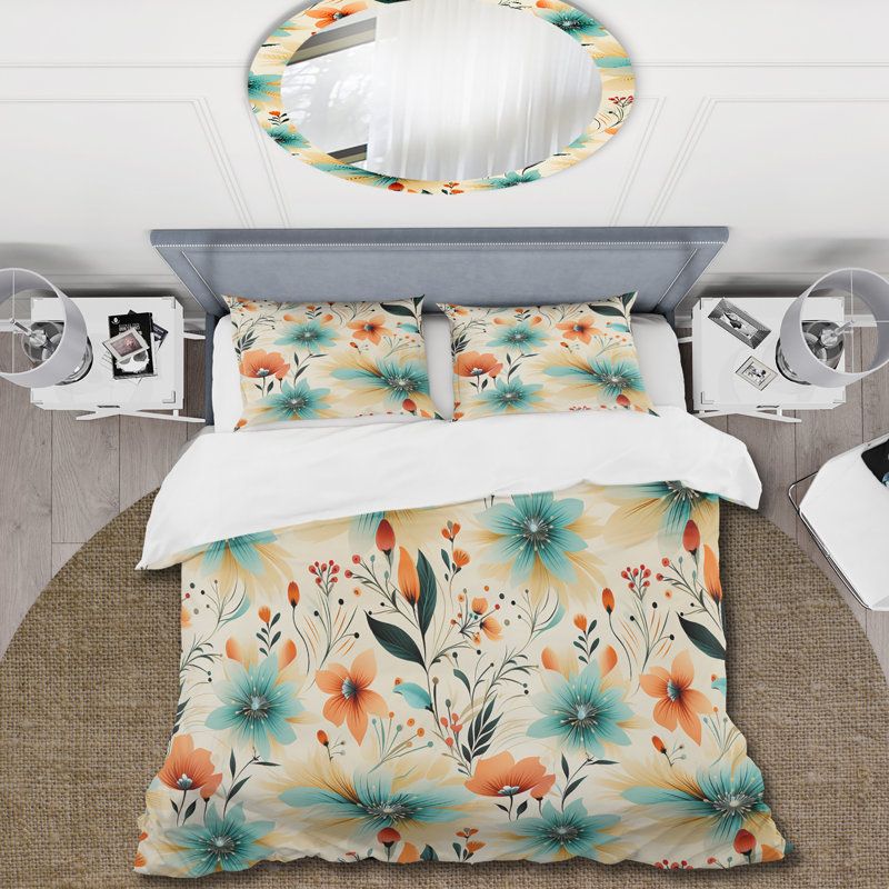 Ensemble de housse de couette Botanical d'Retro Revival Of Vintage Flowers Expression