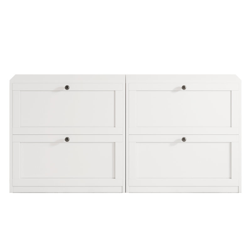 Armoire à chaussures avec 2 tiroirs rabattables, armoire à chaussures autoportante avec tablette réglable, pour hall d'entrée, couloir, salon (ensemble de 2)