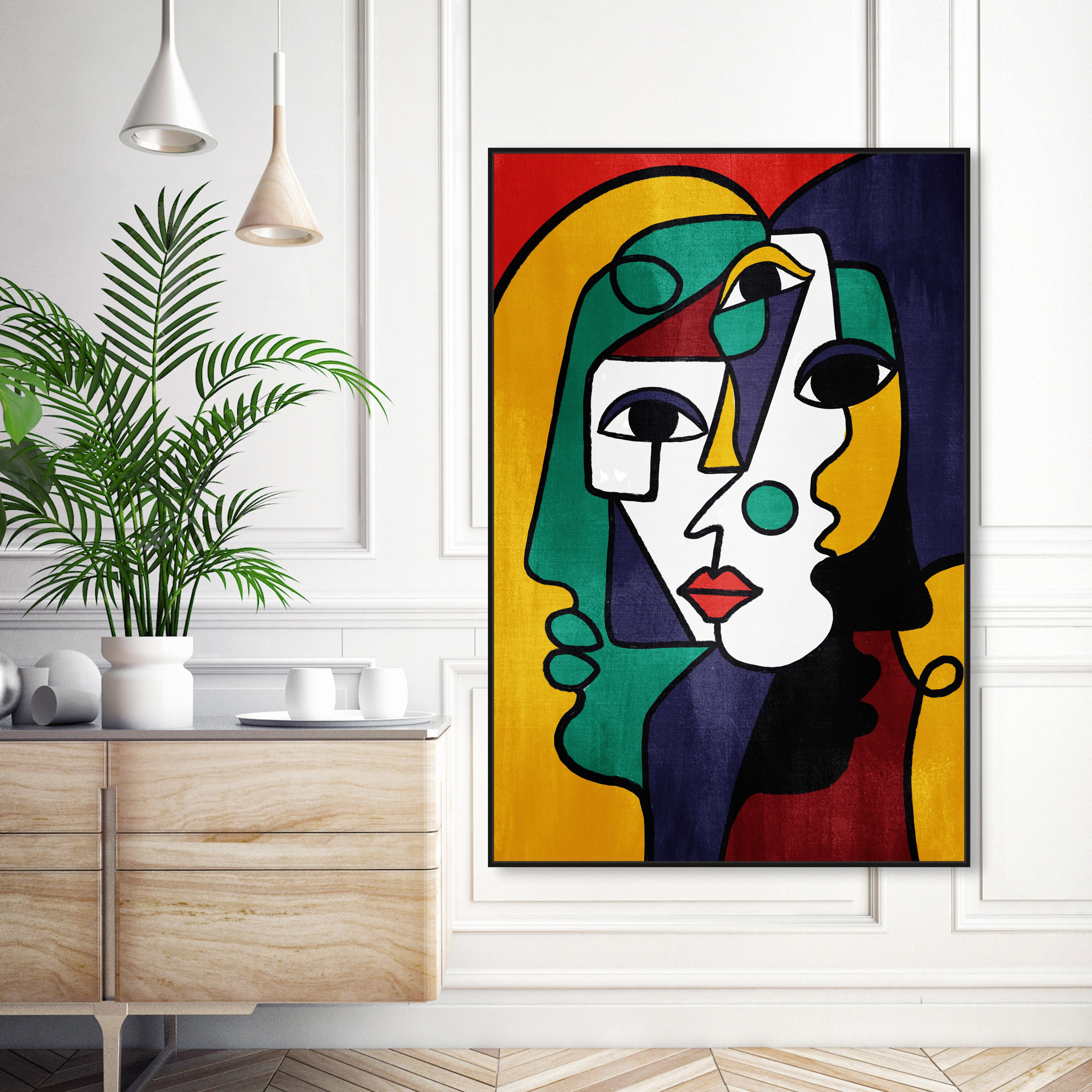Three Parts Face Framed On Canvas by Oliver Gal Painting