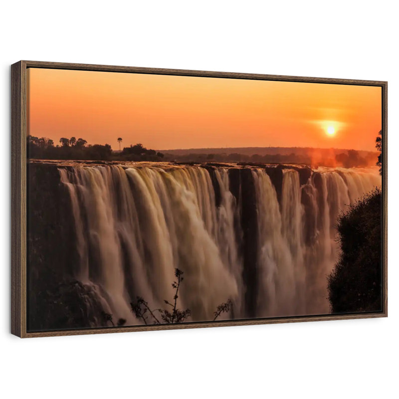 Chutes majestueuses de Victoria, Cadre flottant en noyer, 40 po x 27 po