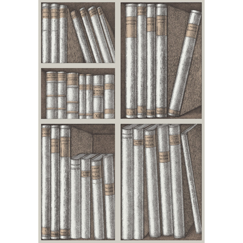Ex Libris Wallpaper Roll, Stone/Linen