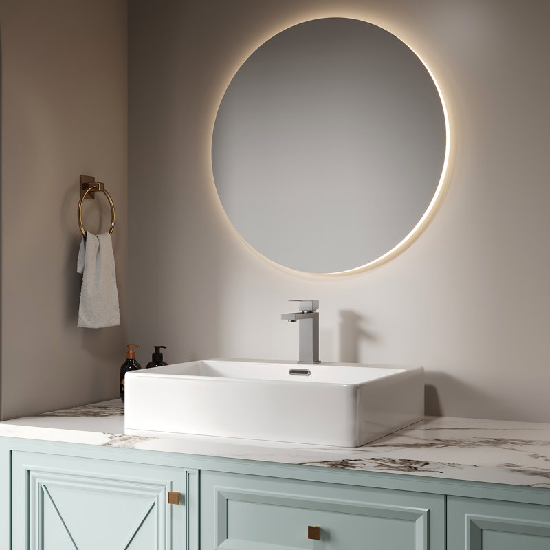 Robinet de lavabo pour salle de bain à poignée simple 7,21 "en nickel brossé - teint, avec cartouche en céramique et poignée en acier inoxydable, conçu pour durer